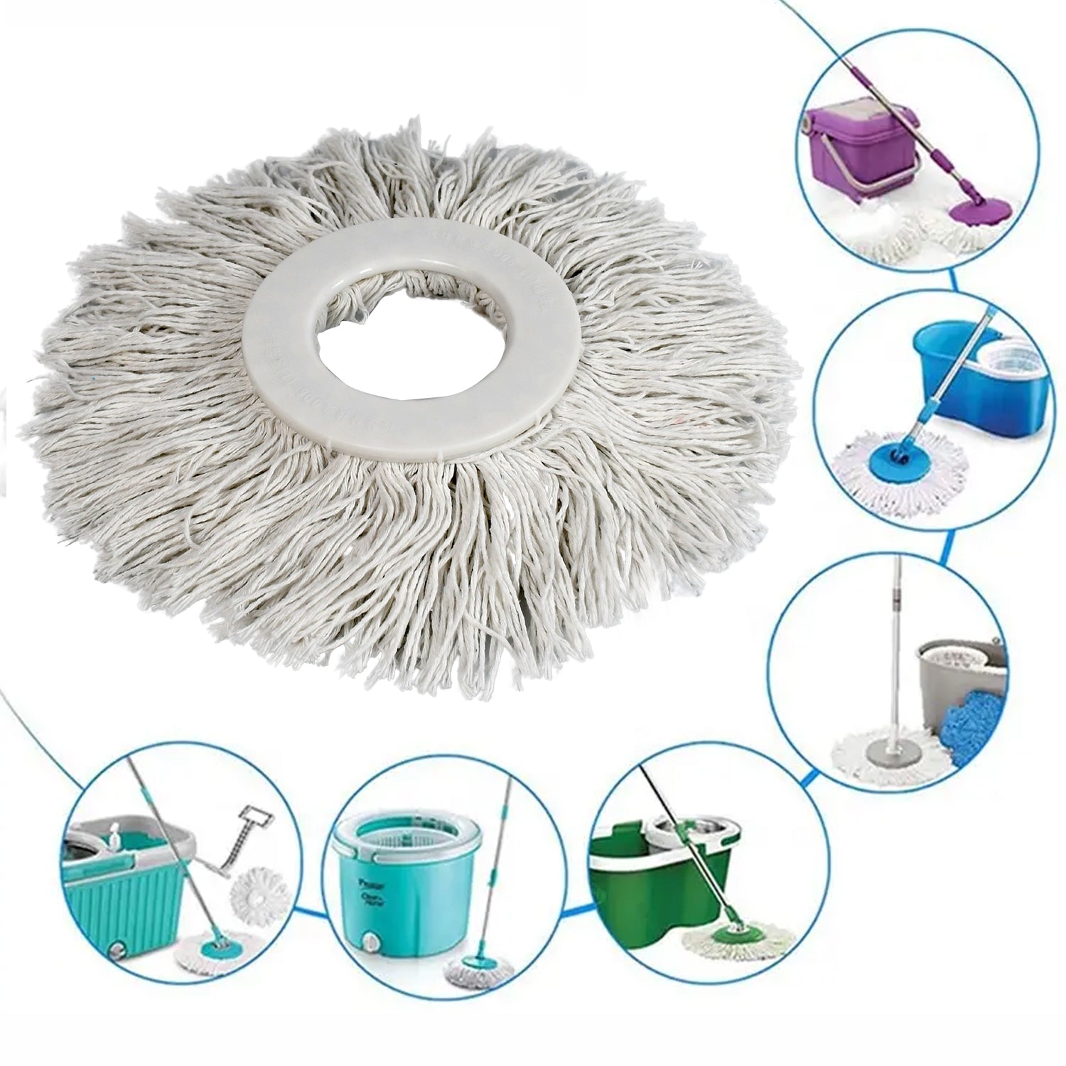 1115 Microfiber Spin Mop Replacement Head Round Shape Standard Size Spin mop Refills For All Type Mop Use DeoDap 1115 Microfiber Spin Mop Replacement Head Round Shape Standard Size Spin mop Refills For All Type Mop Use DeoDap